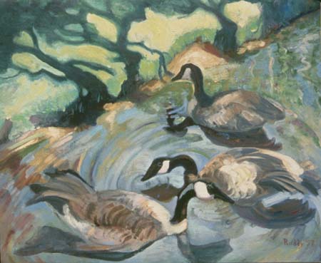Oil on Canvas: Geese and Shadows